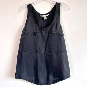 DIANE von FURSTENBERG Black Tank Top with Pockets size Medium